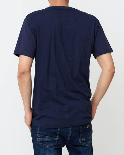 Marineblaues Herren-T-Shirt mit Aufdruck - Kleidung
