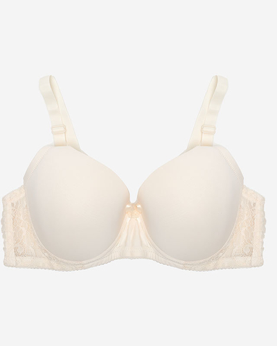 Einfarbiger Damen-BH in Beige mit Spitze - Unterwäsche