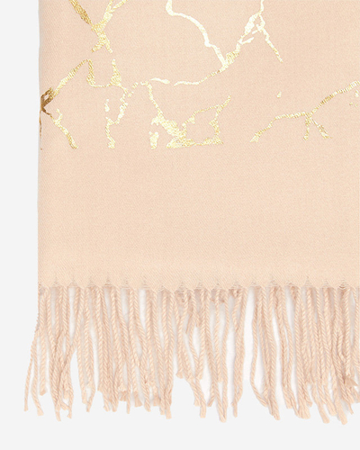 Hellbeiger Damenschal mit goldenen Verzierungen - Accessoires