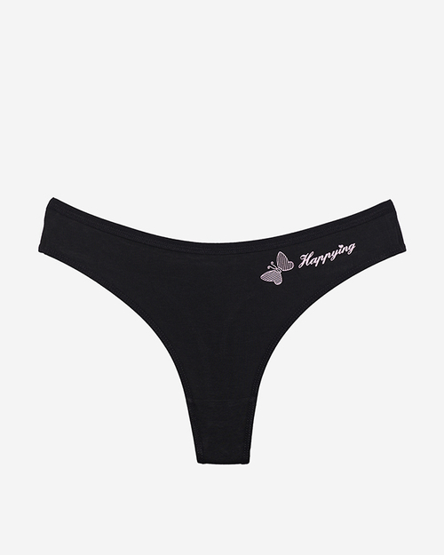 Класичні чорні бавовняні жіночі стринги - Нижня білизна