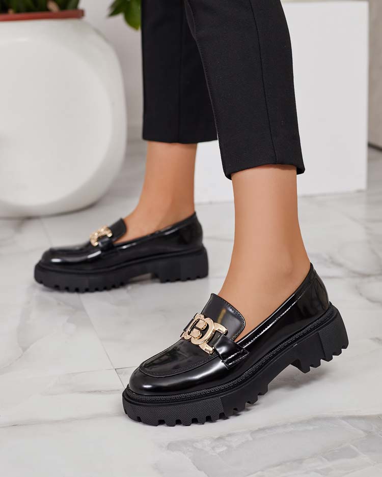 Royalfashion Damen lackierte Mokassins Bevevra