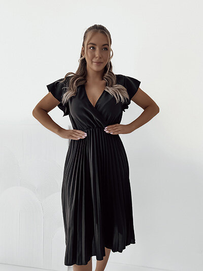 Royalfashion Damen plissiertes Midikleid