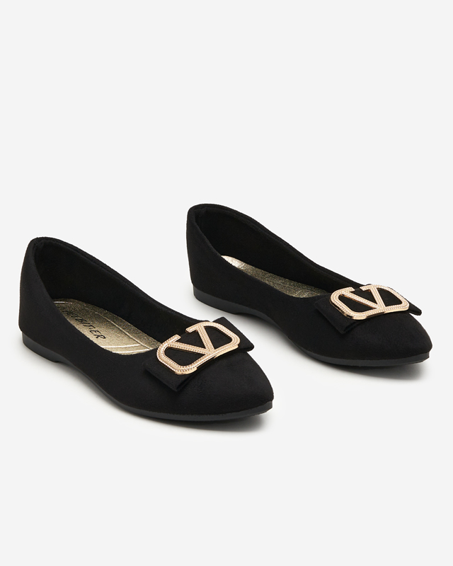 Schwarze Damen-Ballerinas mit Verzierung an der Spitze Cavo - Footwear