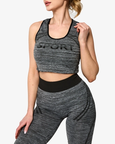 Graues Damen-Sport-Set mit schwarzen Einsätzen - Kleidung