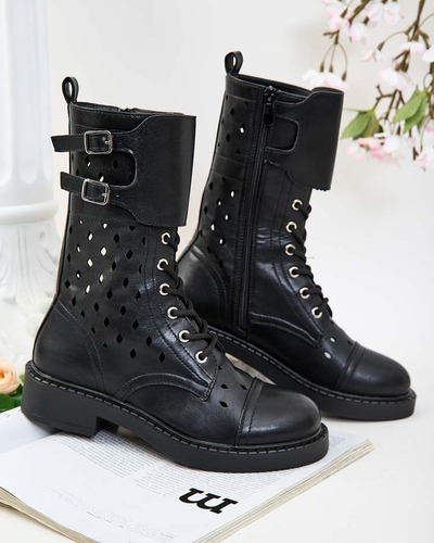 Royalfashion Damen durchbrochene Schnürstiefel Belsel