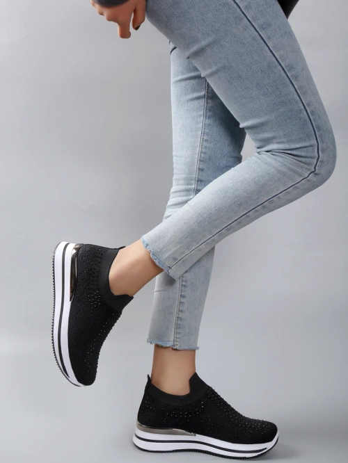 Royalfashion Жіночі спортивні черевики без шнурівки з стразами Ceromie