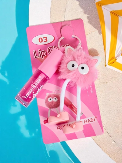 Lipgloss für Kinder mit einem flauschigen Monster Dunkelpink