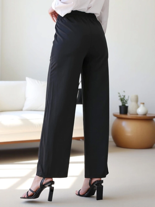 Royalfashion Широкі жіночі штани з декоративною пряжкою