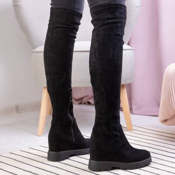 Black long boots on an indoor wedge Nulato - Footwear