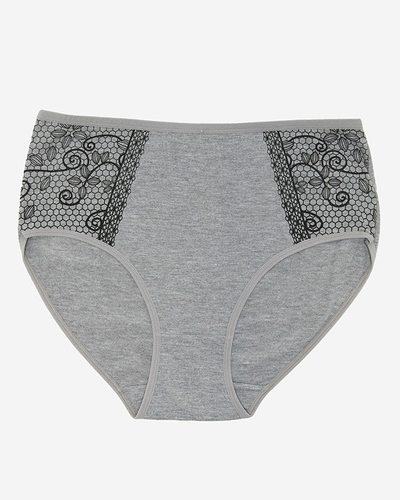 Сірі бавовняні жіночі трусики з малюнком PLUS SIZE - Нижня білизна