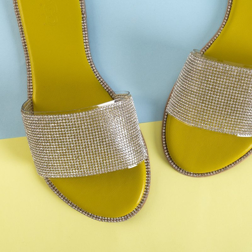 Зелені жіночі шльопанці зі стразами Verina