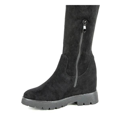 Black long boots on an indoor wedge Nulato - Footwear