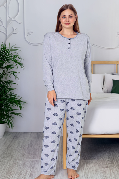 Royalfashion Damen-Baumwoll-2-teiliges Pyjama-Set GROßE GRÖSSE
