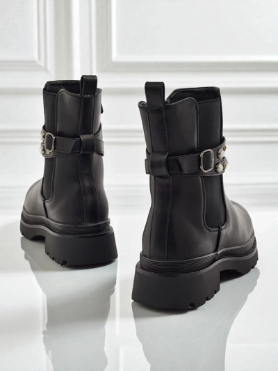 Höhere Damenstiefeletten aus Öko-Leder Pearl Mist