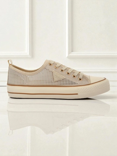 Aurelia Beige - Damen Stoff-Sneakers mit flacher 3 cm Sohle