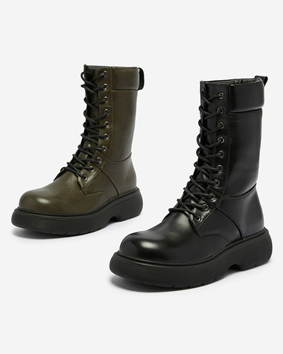 Schwarz Hohe Damen-Schnürstiefel Ferisis - Schuhe