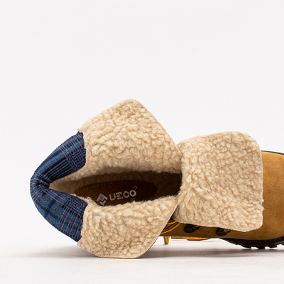 Senffarbene Damenstiefel auf dem Royaltan-Pfosten - Schuhe