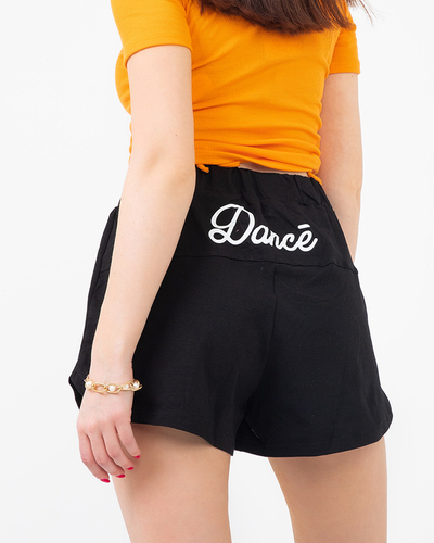 Schwarze Damen-Shorts mit der Aufschrift - Kleidung
