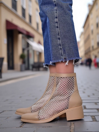 Royalfashion Damen-Ösen-Stiefeletten mit niedrigem Absatz Rowices