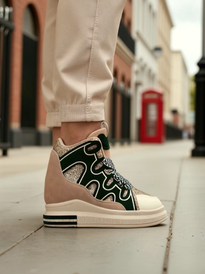 Royalfashion Hohe Damensportschuhe mit verstecktem Keil Oblaffi