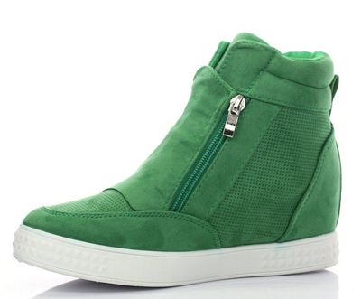 Zielone sneakersy na koturnie - Obuwie