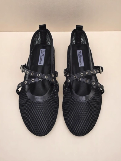 Royalfashion Arethusa Nero Ballerinas aus Mesh mit flachem Absatz