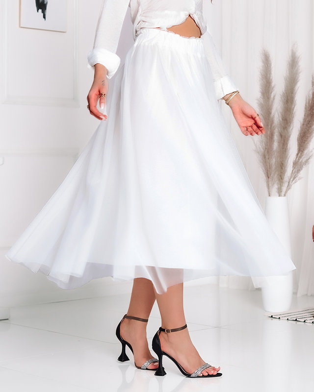 Zweilagiger Midirock für Damen in ecru - Kleidung