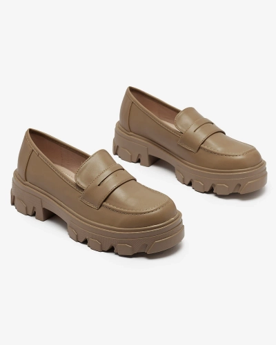 Hellbraune Damen-Mokassins mit fester Sohle Desika - Footwear