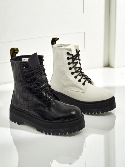 Damen Worker Boots mit Prägung Arvessa