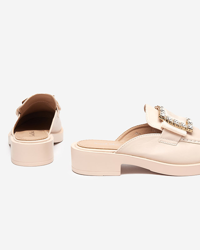 Beige Hausschuhe für Damen a'la Loafer Delaqi - Schuhe