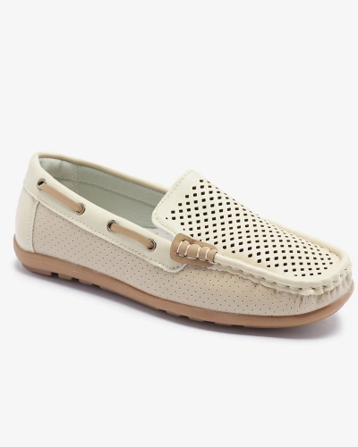 Beige durchbrochene Kindermokassins Nedda - Footwear
