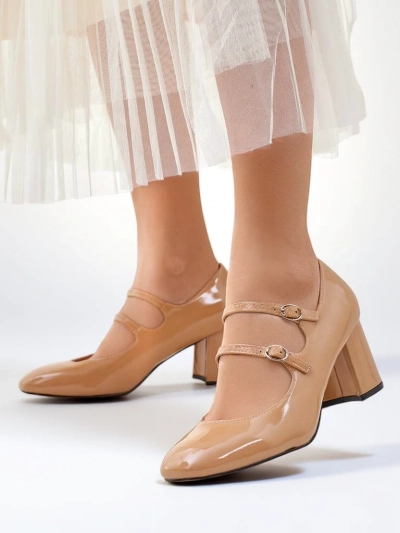 Royalfashion Lackleder Damen High Heels mit Riemen Ovinna