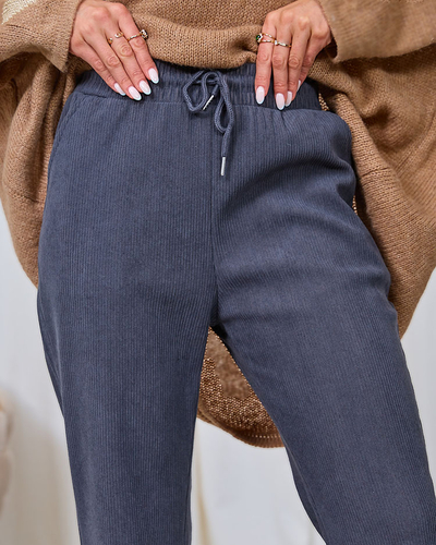 Royalfashion Damen Cordstoffhose in dunkelgrau
