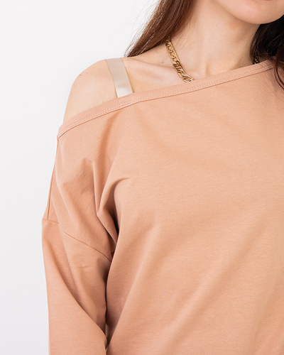 Set aus beigefarbenem Sweatshirt und Rock für Damen - Kleidung