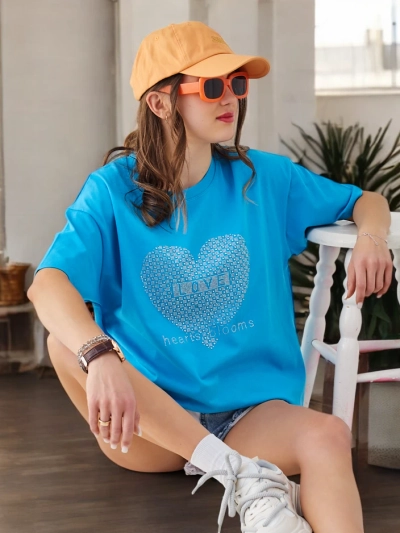 Royalfashion Damen Baumwoll-T-Shirt LOVE mit Strass