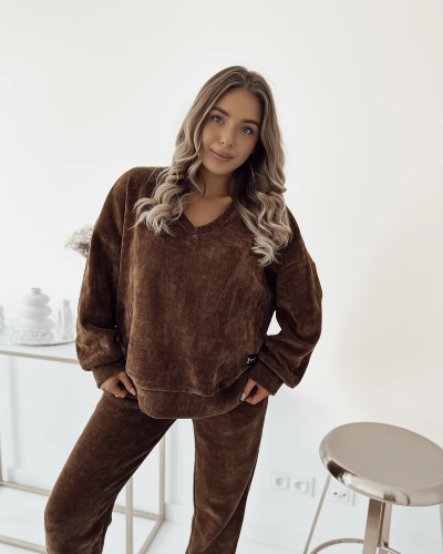 Комплект жіночих ребристих світшотів Royalfashion Brown