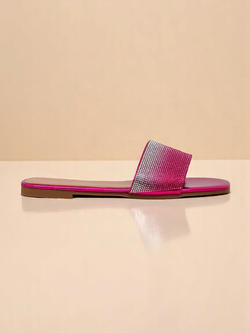 Royalfashion Жіночі шльопанці з цирконами ShinyGlow