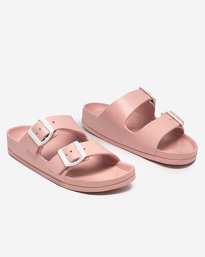 Hellrosa Damenhausschuhe mit Schnallen. Teliwo - Footwear