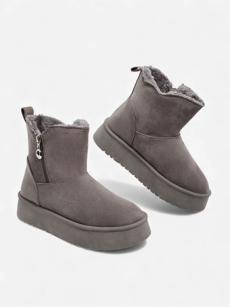 Damenstiefeletten Luna Grau Öko-Leder Elegant für den Winter