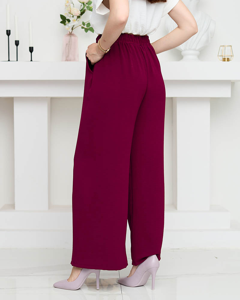 Burgunderrote weite Palazzo-Hose mit Taschen Bekleidung