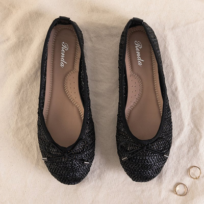 Wewo schwarze Damen geflochtene Ballerinas - Schuhe