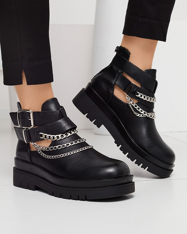 Damenstiefel mit Ausschnitten in Schwarz Setica - Schuhe