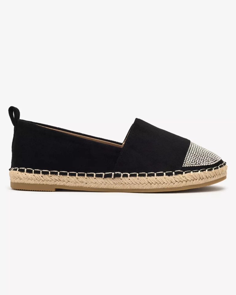 Royalfashion Schwarze Damen-Espadrilles mit Zirkonen Iterica