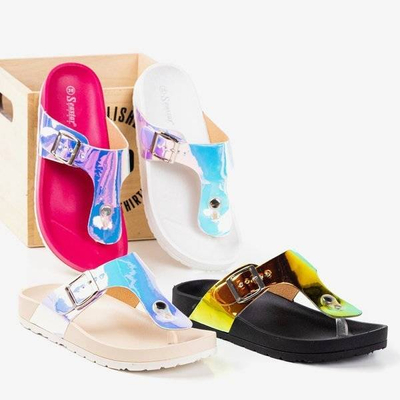 OUTLET Schwarze holografische Damensandalen mit Schnalle Manila - Schuhe