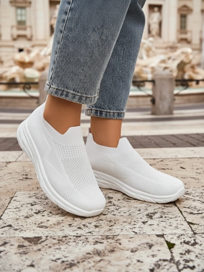 Royalfashion Damen Sport Slip-On Schuhe Weiß
