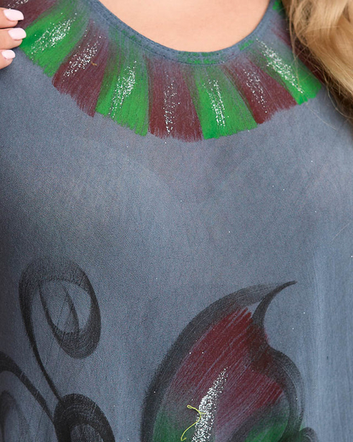 Графітова повітряна жіноча сукня до коліна з літнім принтом - Одяг