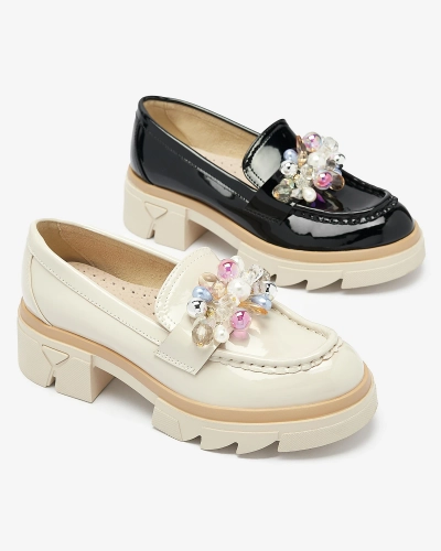 Beige lackierte Mokassins für Damen Geloppa- Footwear