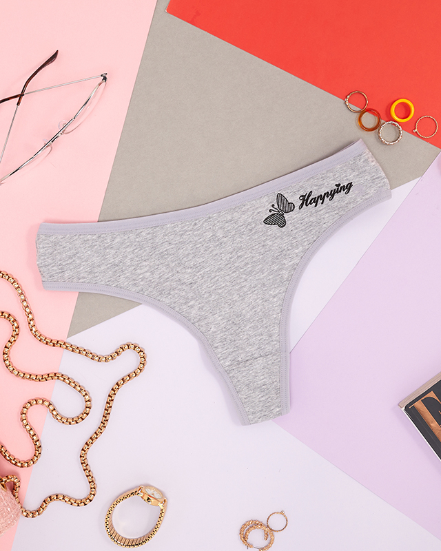 Klassischer Damen-String aus Baumwolle in Grau - Unterwäsche