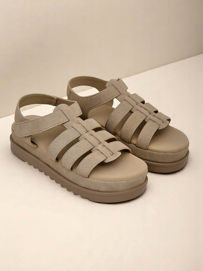 Damen Sandalen Royalfashion Helena Classico Plateau hellbraun