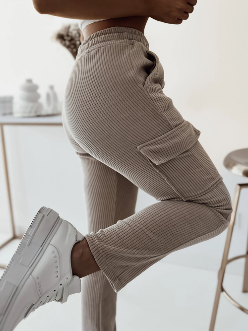 Бежеві жіночі ребристі бойові штани Royalfashion